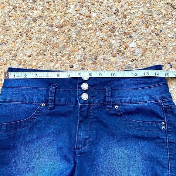 YMI High Rise Dark Wash Denim Jean Shorts 5 - Picture 6 of 10